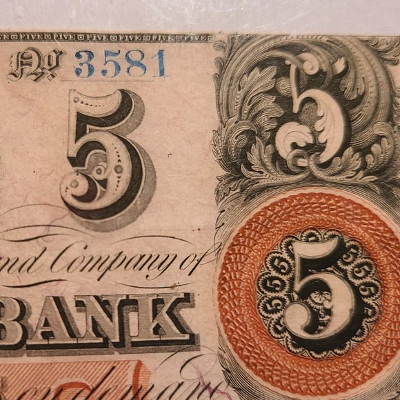 Hagerstown Bank $5 Obsolete Banknote, Ca. 1850s - Picture 4 of 7